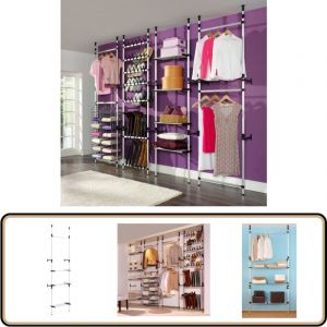 Système de garde-robe télescopique barres et étagère Aluminium - Système De Rangement - Armoire Télescopique - Dressing Pliable - Organisation De