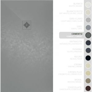 SOULBATH Receveur de Douche -R&eacute;sine -Gel Coat -Texture Lisse/Pierre -Antid&eacute;rapant -Couleur Gris Ciment - 140X70- Extra plat 3cm. Bonde de Vidage