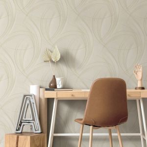 Bricoflor - Papier peint moderne beige & taupe à motif abstrait | Tapisserie à motif géométrique taupe idéale salon | Papier peint tendance taupe