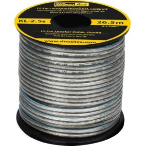 Sinuslive - KL-2,5S C&acirc;ble haut-parleur 1 x 2.5 mm&sup2; argent 15.5 m Y49051