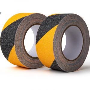 Bande Antid&eacute;rapante Escalier Lot de 2 Rubans Marche Escalier Marquage Exterieur Interieur 10mX5 Adh&eacute;sif Noir/Jaune Tape Bande Antiderapante Adhesive