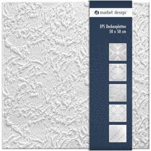 Marbet Design dalles plafond polystyr&egrave;ne EPS blanc 30 d&eacute;cors diff&eacute;rents 50x50cm paquet &eacute;conomique: Paris, 2 m&sup2; / 8 panneaux