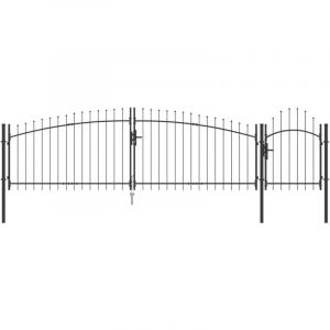 Portail de jardin avec pointe de lance gris 125 x 500 cm, en acier Vidaxl