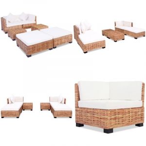 Ensemble de canapés 16 pcs Rotin naturel - Canapé Rotin - Ensemble Canapé - Meubles Salon - Mobilier Intérieur - Décoration Intérieure - Home & Living