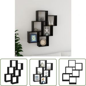 The Living Store &Eacute;tag&egrave;re murale cube Noir 78x15x93 cm Bois d&rsquo;ing&eacute;nierie - &Eacute;tag&egrave;re Murale - &Eacute;tag&egrave;re Cube - Rangement Mural - D&eacute;coration Murale