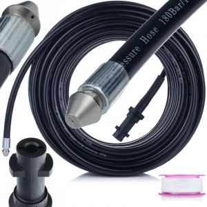 Rosfix Tuyau de Nettoyage Canalisation 40m &ndash; Buse 1+3, Filetage 1/4", 160 Bar, 60&deg;C Connecteur Ba&iuml;onnette compatible avec nettoyeur haute pression
