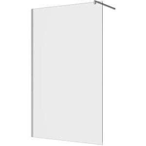 Parama - Douche de plain-pied 140 cm Profilés en aluminium chromé Verre transparent 8mm avec traitement anti-calcaire h200 Réglable 138-140cm