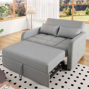 Hauss Spole - Canapé convertible 110×75×94 cm, dossier réglable, avec 2 oreillers, canapé pliant, mousse, gris