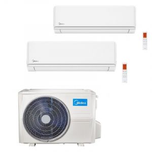 Ensemble climatisation bi-split 5.2kW r&eacute;versible complet avec unit&eacute; murale 2x2.5KW et groupe exterieur R32 230V MULTISPLIT MIDEA
