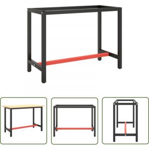 INLIFE Cadre de banc de travail Noir et rouge mat 110x50x79 cm Métal
