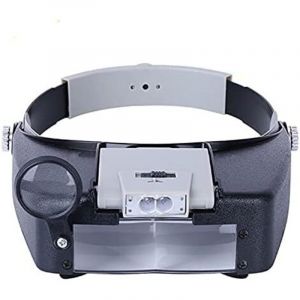 Loupe Casque &agrave; LED pour Bijoutiers 1,5X 3X 6,4X 8,3X - Loupe &Eacute;clair&eacute;e Anti-Glare - Outil de Pr&eacute;cision pour R&eacute;paration Montres Lecture Travaux Finis