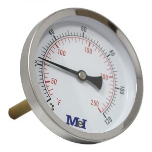 Thermom&egrave;tre axial &Oslash;100 - 0 &agrave; 120&deg; - Longueur doigt de gant 100 mm - pour chauffage et r&eacute;frig&eacute;ration Arcanaute