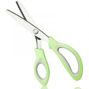 Ciseaux &agrave; denteler Ciseaux Cranteurs de Couture pour Tissu Qualit&eacute; Professionnelle 24cm- Verts