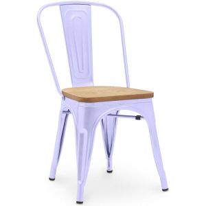 Tolix Style - Chaise de salle à manger - Design industriel - Acier et bois - Nouvelle édition - Stylix Lavande