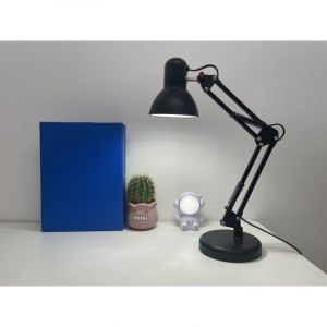 Lampe de table d'architecte, lampe &agrave; col de cygne LED avec bras pivotant, design vintage, noir 23.5x24cm
