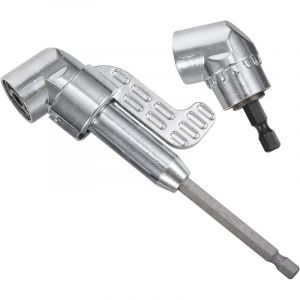 (long + court)Adaptateur de visseuse d'angle 105&deg; avec embout de vissage multifonction Bend Tige hexagonale de 1/4" Pour les ouvriers de la constr