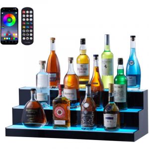 Vevor - Presentoir a Bouteilles Lumineux Eclaire par led, Etagere a Vins 3 Niveaux 76,2 cm, Presentoir a Boisson Commercial, en Acrylique, avec