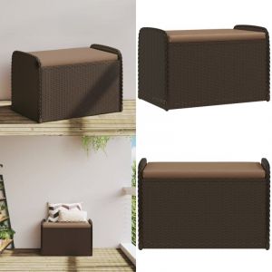Vidaxl - Banc de rangement et coussin marron 80x51x52 cm résine tressée - Banc De Jardin - Meuble De Jardin - Rangement Extérieur - Banc Coffre