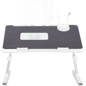 Aqrau - Table de Lit pour Ordinateur Portable, Pliable, Réglable en Hauteur et Angle, pour le canapé, l'étude, la lecture et l'écriture Noir - 60 x