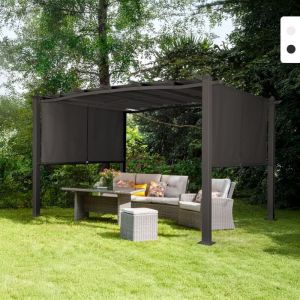 Tonnelle de jardin en aluminium rectangulaire 3x4m Barbados - Gris