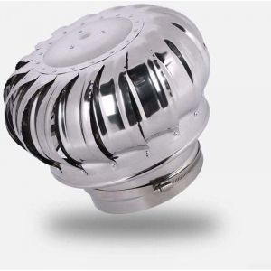 Hotte chemin&eacute;e rotative en acier inoxydable non aliment&eacute;e par boule &agrave; vent et dispositif d'&eacute;vacuation des fum&eacute;es - Ventilateur anti-pluie (&Oslash; 160 mm)