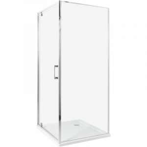 Beliani - Cabine de Douche Carr&eacute; en Verre Tremp&eacute; 80 x 80 x 185 cm Porte Simple Argent&eacute; Darli