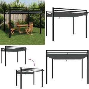 Vidaxl - Tonnelle avec toit rétractable anthracite 3x3 m aluminium - Abri De Jardin - Tonnelle Extensible - Parasol - Terrasse Couverte - Mobilier De