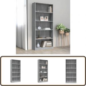 Vidaxl - Bibliothèque 5 niveaux Sonoma gris 80x24x175 cm - Bibliothèque - Étagère - Meuble De Rangement - Bibliothèque Moderne - Bibliothèque Grise