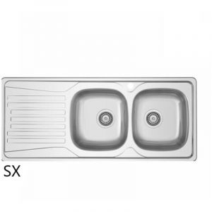 &Eacute;vier &agrave; encastrer en inox LS01 116x50 cm avec &eacute;gouttoir &agrave; gauche