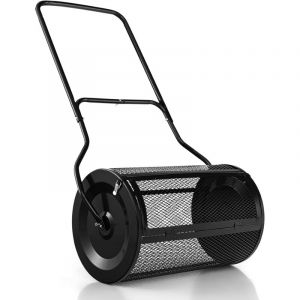 Costway - pandeur &agrave; Compost de 60,5 cm Rouleau en Treillis M&eacute;tallique, &Eacute;pandeur de Gazon avec Poign&eacute;e en Forme de 'u' Loquets Lat&eacute;raux, pour