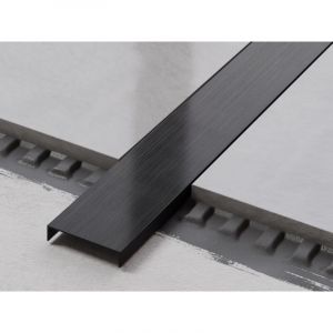 Ilcom - Profilé u de connexion rectifié en acier inoxydable pour carrelage 4cm x 244cm - Noir satiné