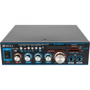 Amplificateur HiFi avec Bluetooth, 12 V 220 V, mini amplificateur audio num&eacute;rique, prend en charge la carte FM SD, disque U MP3, 300 W + 300 W avec 2