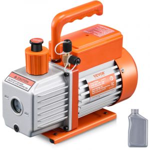 VEVOR Pompe a Vide Climatisation, 141 L/min, Pompe a Vide Frigoriste CVC Palettes Rotatives 1 Etage, avec Bouteille deHuile, Degazage Resine,