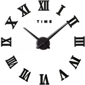 Shining House - Moderne diy Grande Horloge Murale Chiffre Romain Grande Montre 3D Autocollant Horloge Murale Montre Home Office Décor Amovible