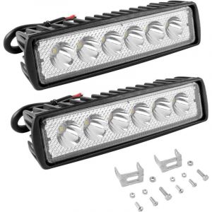 2 Pcs Phare de Travail LED 18W, Projecteur LED Voiture 12V avec Spot Flood Feux, Antibrouillard LED pour Moto, SUV, Camions, Offroad Voiture