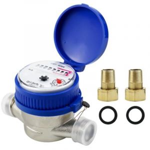 [JAMAIS UTILIS&Eacute;] Compteur d'eau de jardin 1/2", horloge &agrave; eau froide calibr&eacute;e, compteur de robinet avec accessoires de montage et couvercle de