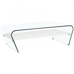 Vente-unique - Table basse - Verre trempé - Tablette blanche laquée - kelly