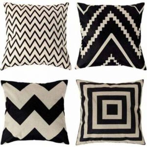 Lablanc - 4 Pcs Housses de Coussin 45 x 45 cm, Carré Décoratif Taie d'oreiller Canapé Housse Coussin Noir et Blanc Imprimé Motif Animal Mingon Lin