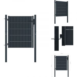 Portail de clôture pvc et acier 100x101 cm Anthracite - Portail De Cloture - Portillon - Clôture Jardin - Porte De Jardin - Porte Aluminium