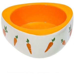 Bassin de nourriture pour lapin Fournitures pour animaux de compagnie Bol en c&eacute;ramique Mignon dessin anim&eacute; Carotte Lapin Bol d'alimentation pour lapin