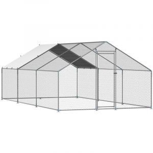 Mophorn Enclos en m&eacute;tal pour poulailler 3 x 6 x 2 m avec grillage, couverture, verrou de s&eacute;curit&eacute;, toit inclin&eacute;, grande cage ext&eacute;rieure adapt&eacute;e aux