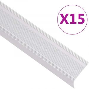 Nez de marche forme en l 15 pcs aluminium 100 cm argenté Vidaxl