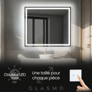 Foram - Miroir Salle de Bain led 80x100 cm Bella - Vertical Rectangulaire Miroir Mural Avec Éclairage Intégré Miroir Lumineux - Blanc Froid 7000 k