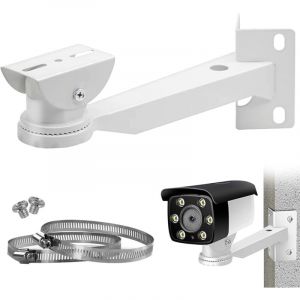 Support Camera d'angle Surveillance Exterieur, Support Metal Massif avec 2 Boucles Verticale Montage sur Poteau pour CaméRa de SéCurité, pour Cameras