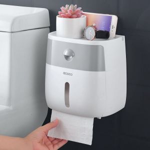 Porte Rouleau Papier Toilette Adh&eacute;sif Support Papier wc avec Tablette Mural San Percage Derouleur Papier Hygienique Distributeur Mouchoirs Voiture