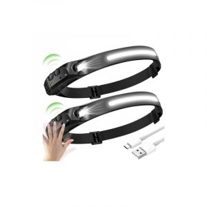 Aiperq - ymyny 2PCS led Lampe Frontale, led Frontale cob+xpe 5 Modèles, led Lampe Frontal à Capteur, Lampe Frontale à led Etanches usb Rechargeables,
