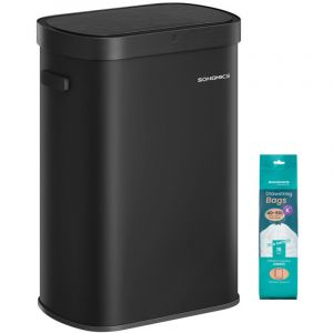 Poubelle de Cuisine Automatique 50 L, avec Capteur de Mouvement, Ouverture Automatique ou Tactile, Fermeture Douce, Acier, 15 Sacs Poubelle Inclus,