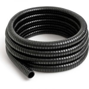 Wiltec Tuyau d'aspiration noir &ndash; 5 m / &Oslash; 32 mm (1 1/4") / 205 g/m &ndash; avec Spirale de renforcement &ndash; Tube souple sans pression en PVC &ndash; pour Arrosage