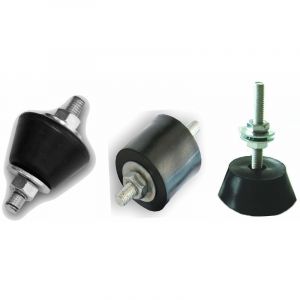 Plot et pied anti-vibratiles - Plot cylindrique 150 kg sur tige filetée M8 - 4 pièces