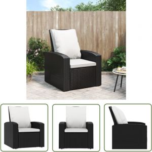 Fauteuil inclinable de jardin avec coussins noir résine tressée - Fauteuil Inclinable - Fauteuil De Jardin - Mobilier De Jardin - Chaises De Jardin